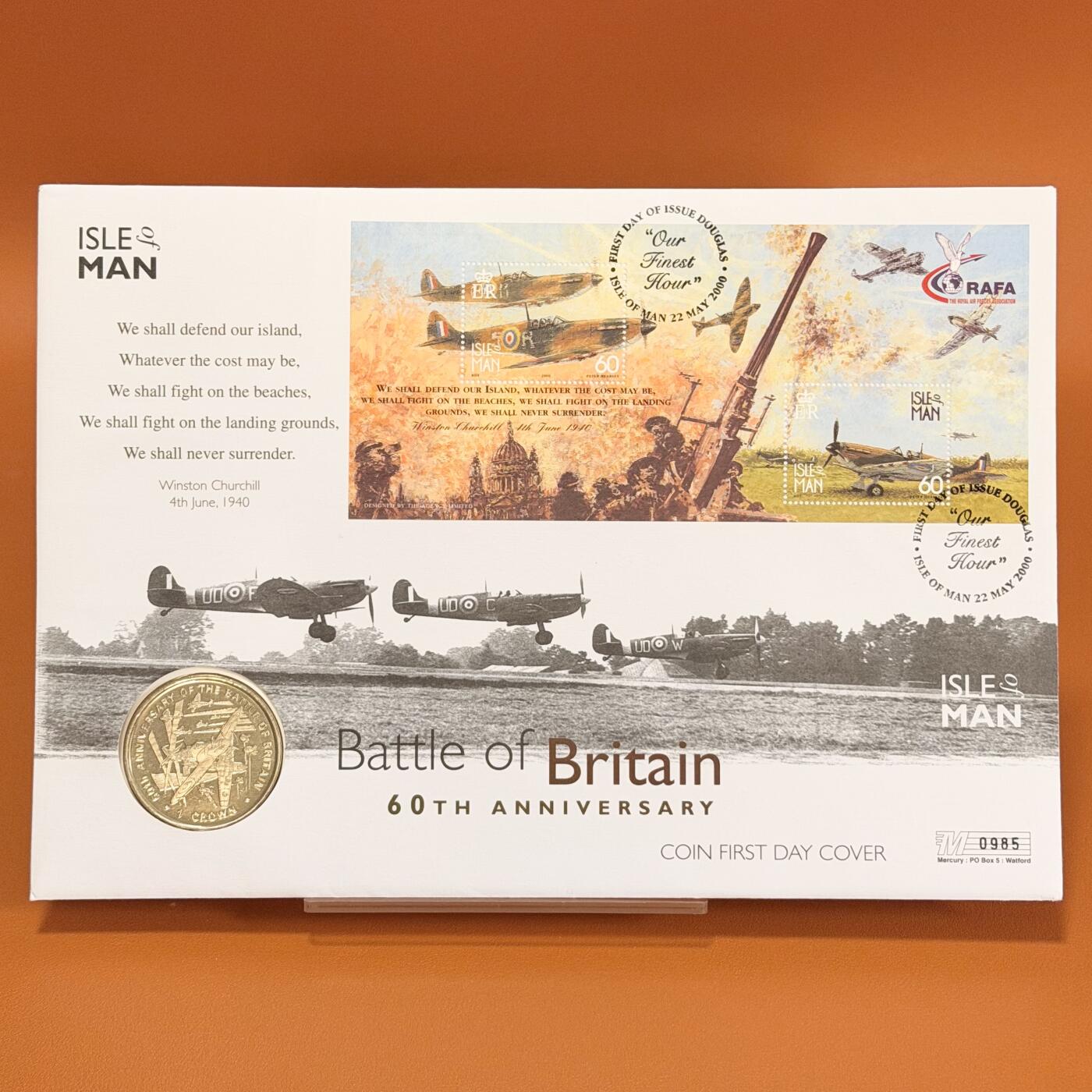 ＜星葵🌻钱币社＞散币克朗场第69期·2月3日发货 〈邮币封〉马恩岛2000年不列颠空战60周年1克朗纪念币