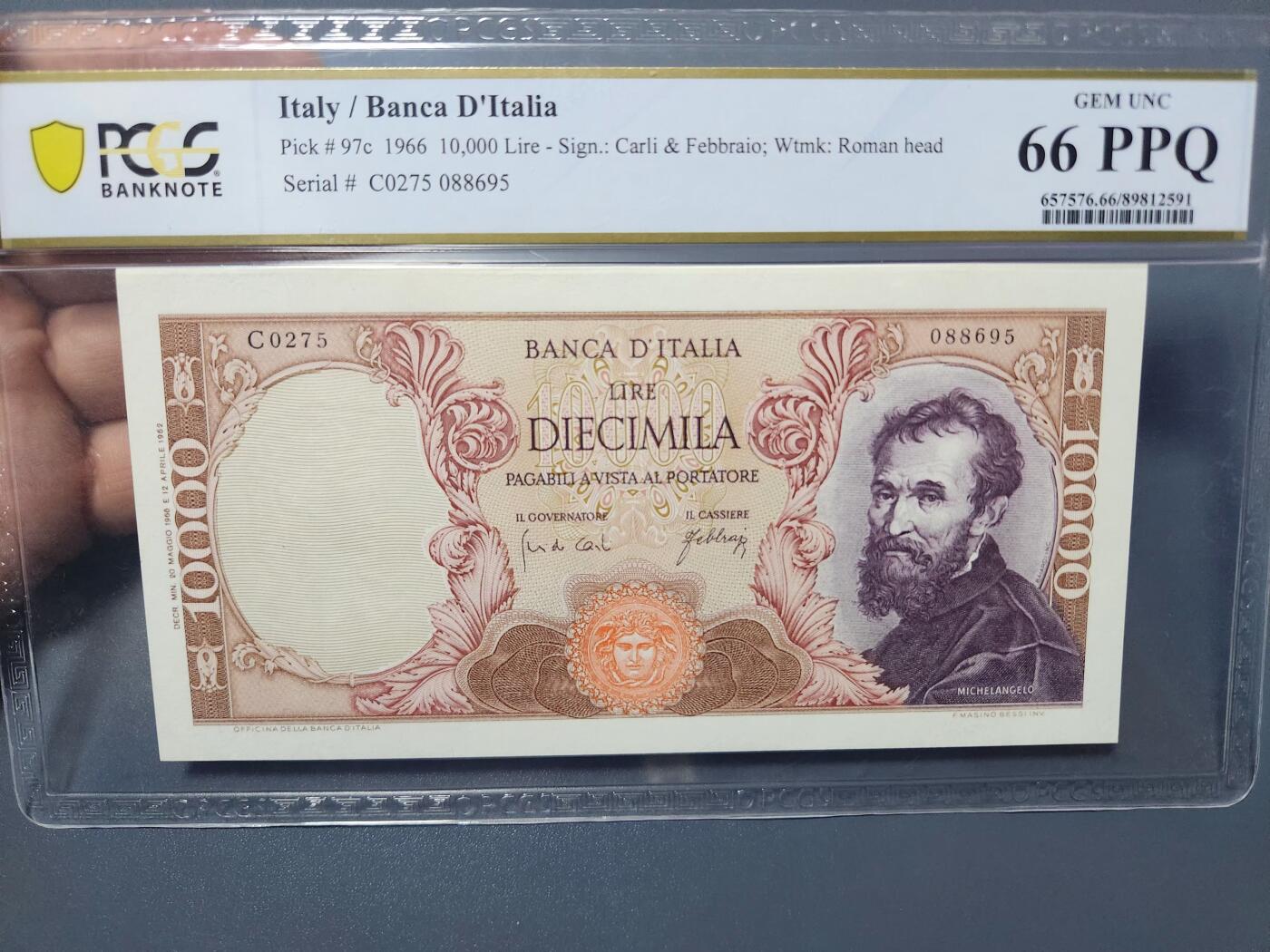 1月31号晚上8点 外国纸币自动截拍第16场 66高分意大利10000