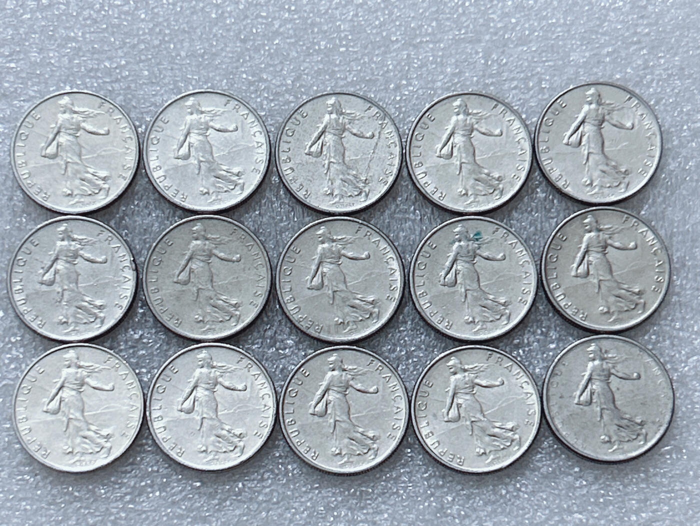 第一海外回流一元起拍收藏 散集专场  第297期 法国1/2法郎硬币 15枚