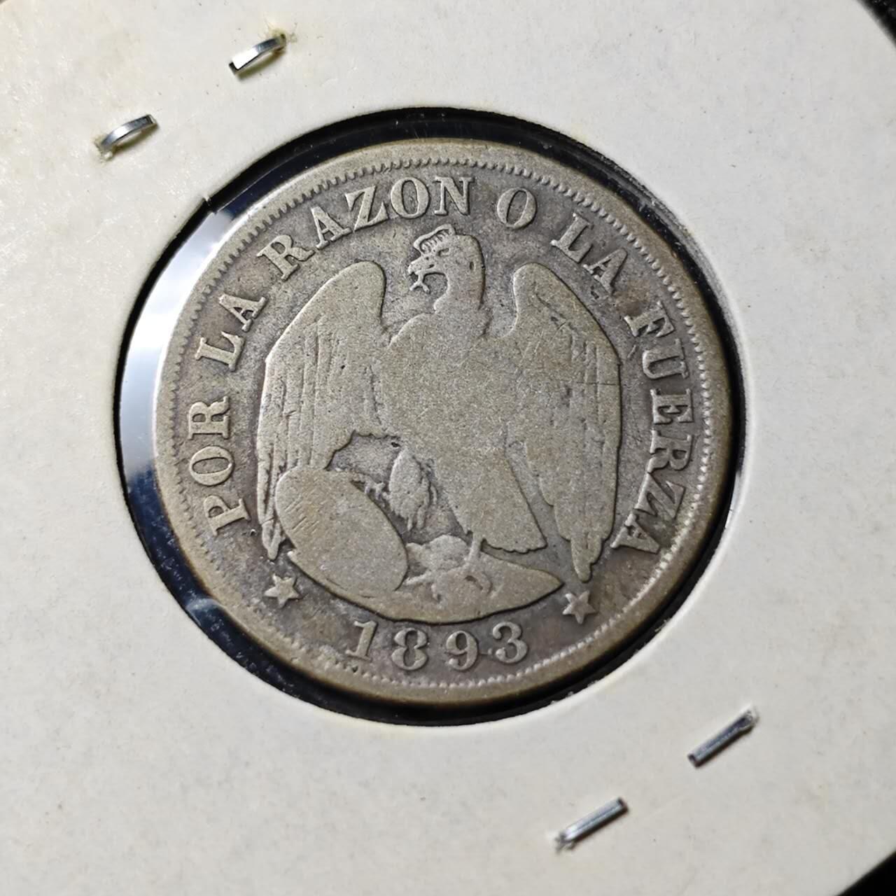 KK钱币收藏小铺  第398期 百期特拍（四拍之二） 2月预留时间 周末发货  1893智利20分银币