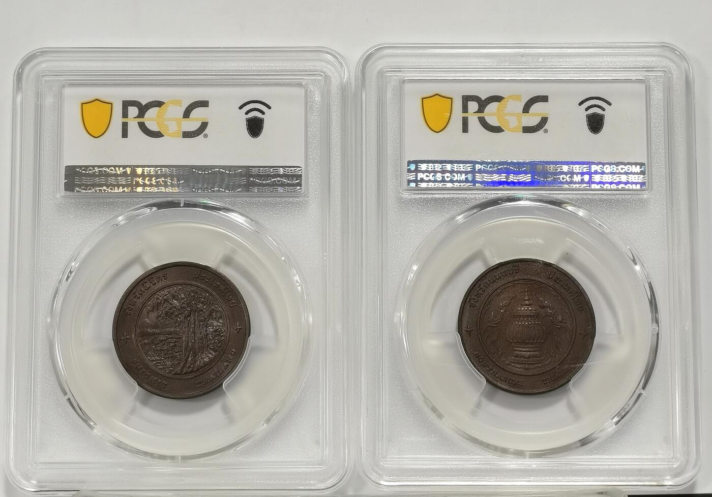 博洋堂世界钱币拍卖第159期（全场包邮） PCGS MS65BN 泰国国家遗产系列民间神话《昭拉旺与叻差通》 、河畔旧市政厅纪念铜章2枚一组