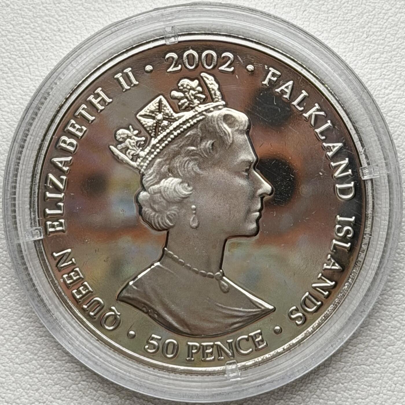 ＜星葵🌻钱币社＞散币克朗场第69期·2月3日发货 福克兰群岛2002年女王登基50周年50便士彩色克朗型纪念币