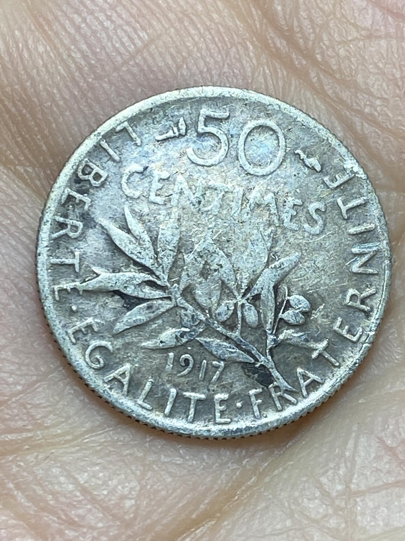 2026年第十六场(总第一百八十五场）外国好品散币场(免佣金) 法兰西第三共和国1917年50生丁银币(第三版，835高银)