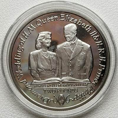 ＜星葵🌻钱币社＞散币克朗场第69期·2月3日发货 - 南乔治亚岛和南桑威奇群岛2007年钻石婚纪念2镑克朗型纪念币