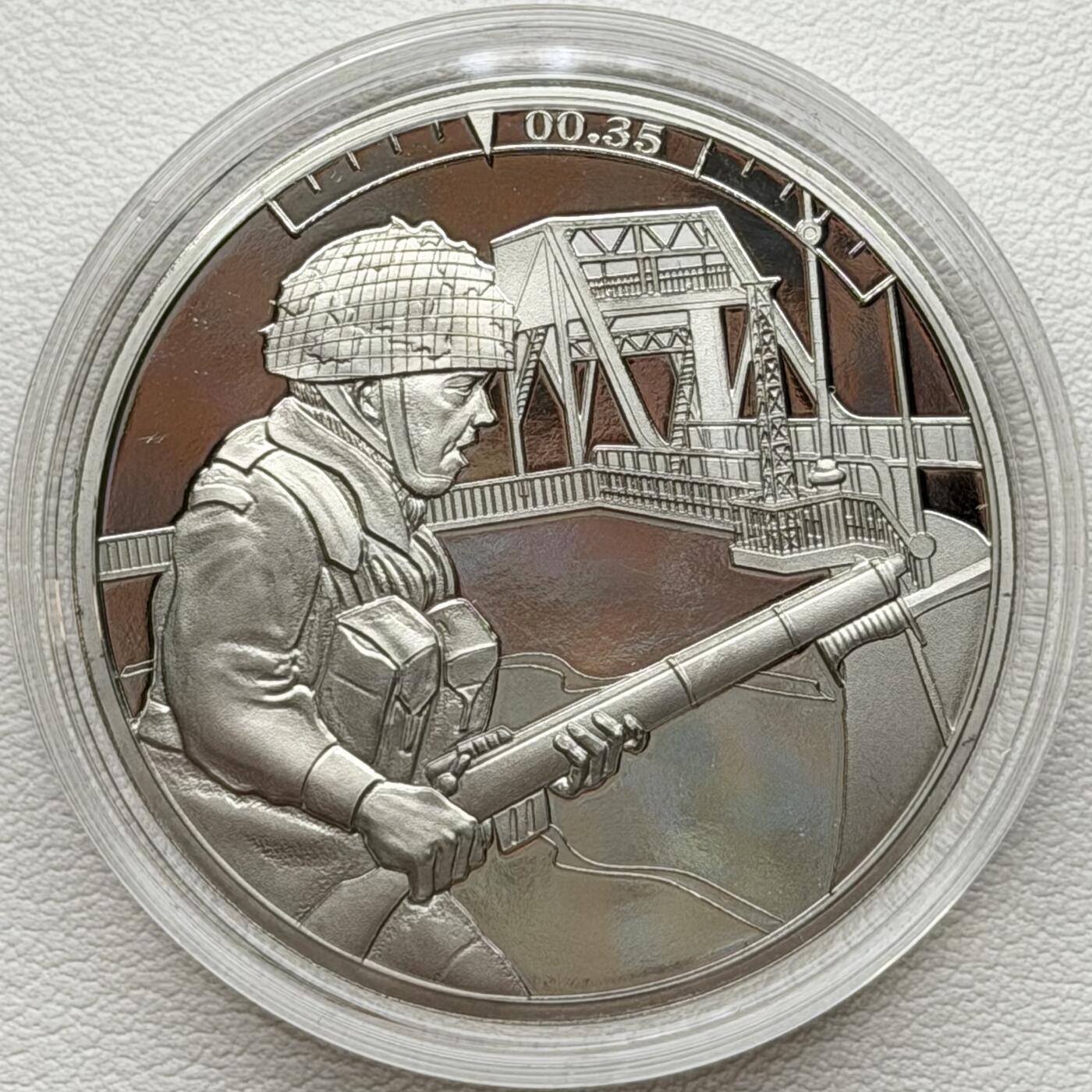 ＜星葵🌻钱币社＞散币克朗场第69期·2月3日发货 泽西岛2019年诺曼底登陆24小时·0点35·炮兵确保桥梁安全5镑克朗型精制纪念币