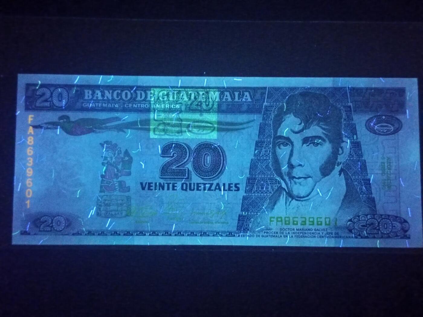 2026二月第一期，总215期 危地马拉1990年20格查尔UNC-，独立领袖加尔韦斯和独立会议