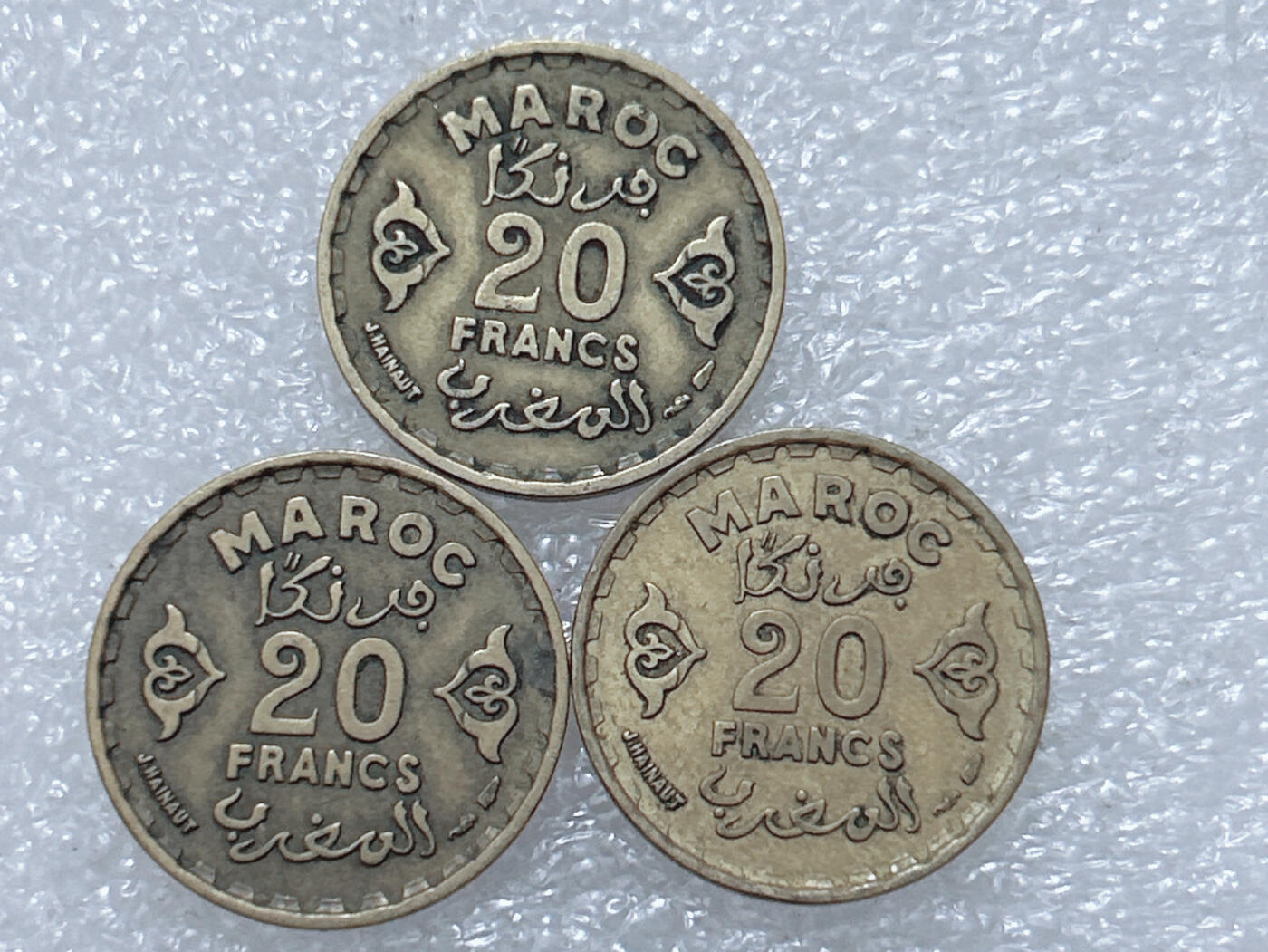 第一海外回流一元起拍收藏 散集专场  第297期 法属摩洛哥20法郎铜币 3枚