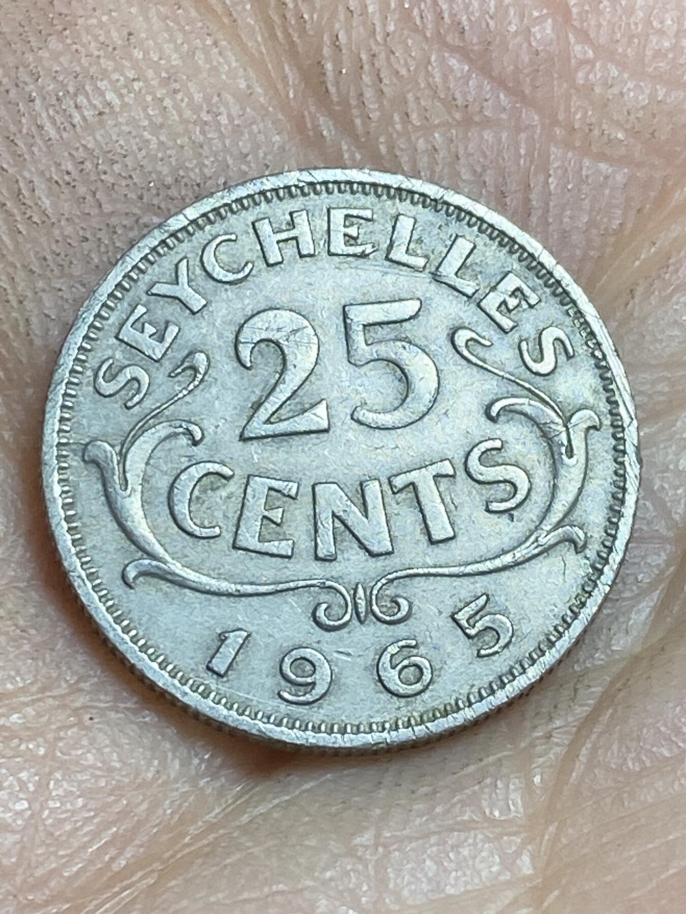 2026年第十六场(总第一百八十五场）外国好品散币场(免佣金) 英属塞舌尔1965年25分(伊丽莎白二世青年带冠)