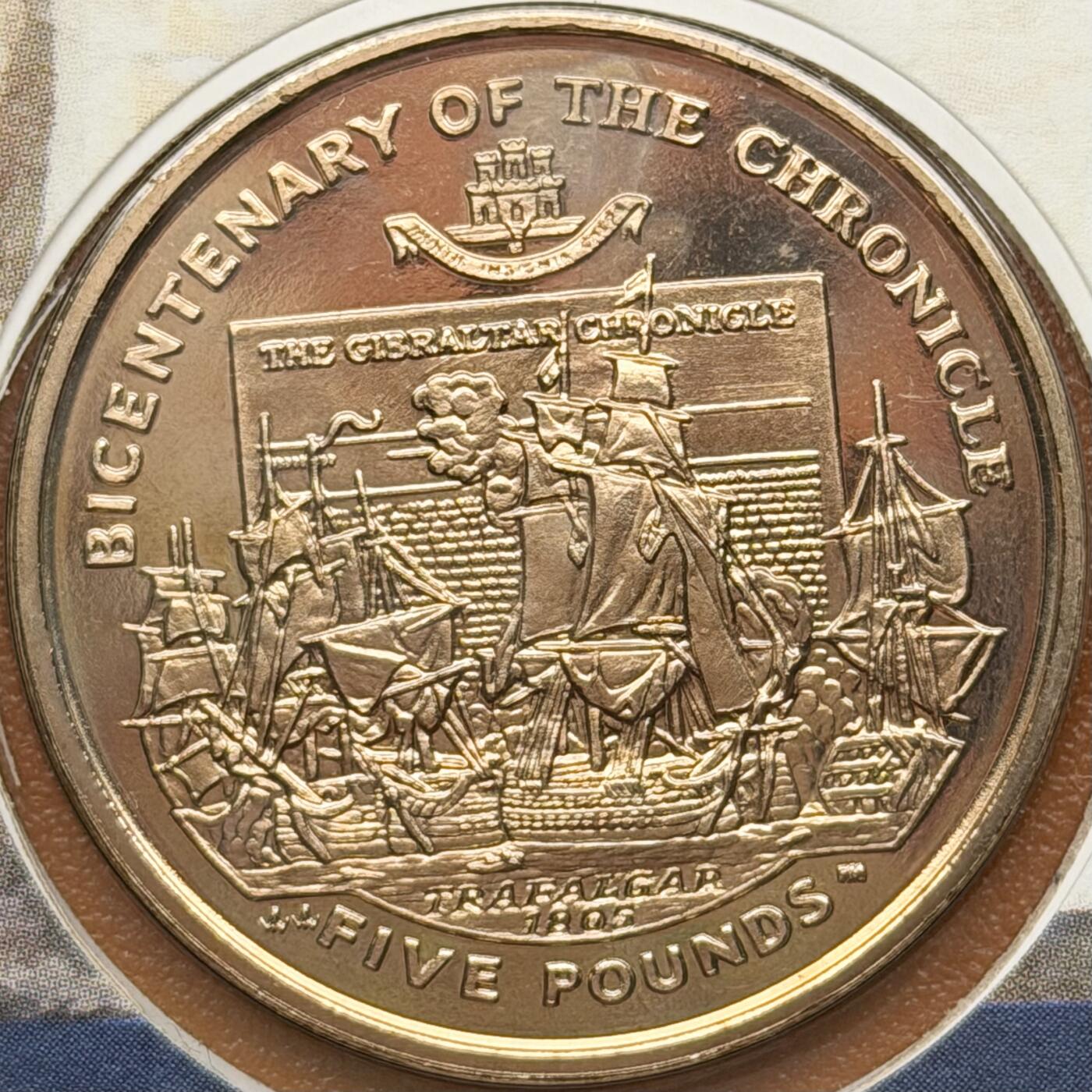 ＜星葵🌻钱币社＞散币克朗场第69期·2月3日发货 〈邮币封〉直布罗陀2001年特拉法加海战200周年5镑克朗型纪念币