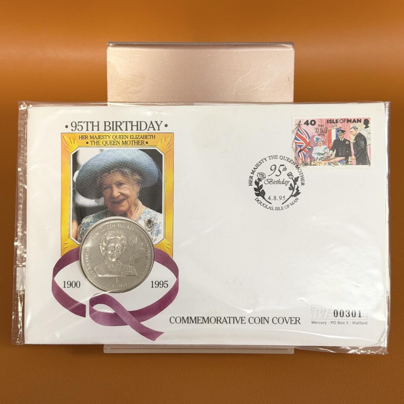 ＜星葵🌻钱币社＞散币克朗场第69期·2月3日发货 〈邮币封〉马恩岛1995年王太后诞辰95周年1克朗纪念币