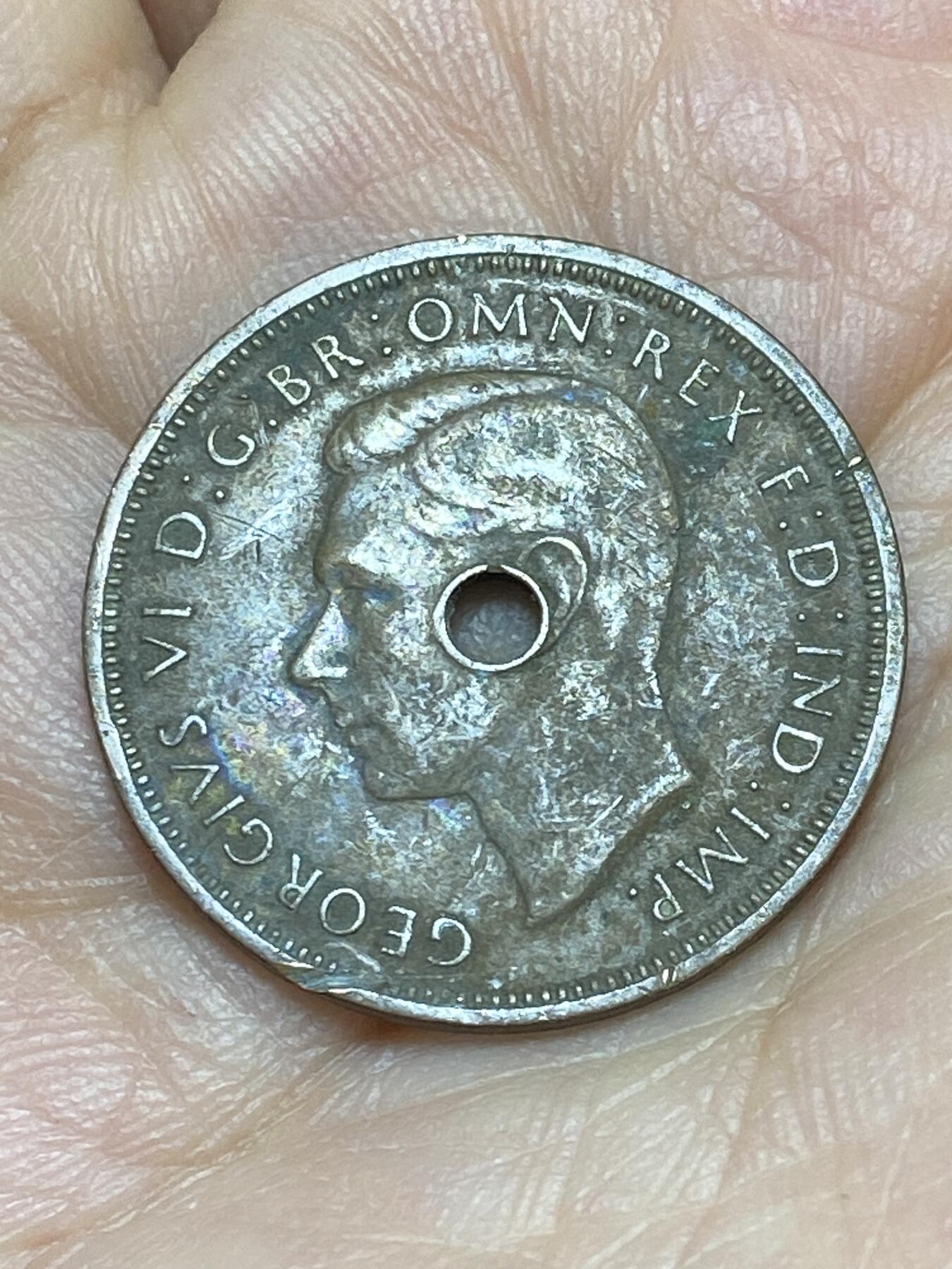 2026年第十六场(总第一百八十五场）外国好品散币场(免佣金) 中心打孔–英国🇬🇧1/2便士(乔治六世第一版)