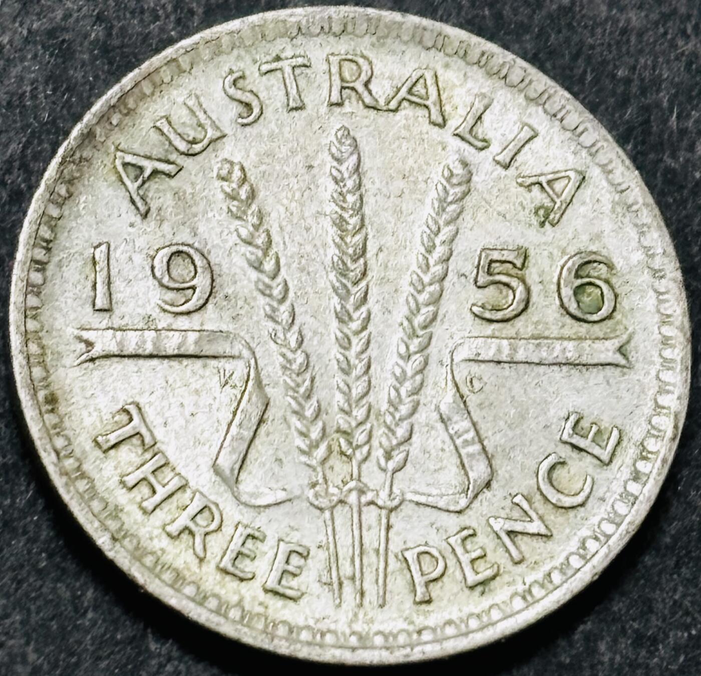 文馨钱币收藏 2026新年第五场（第 291 场）【长期接代拍品】 带光好品 1956 年英属澳大利亚 3 便士银币，1.41 克 500 银