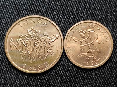 KK钱币收藏小铺  第398期 百期特拍（四拍之二） 2月预留时间 周末发货 -  1981汤加1/2分农粮纪念币一对