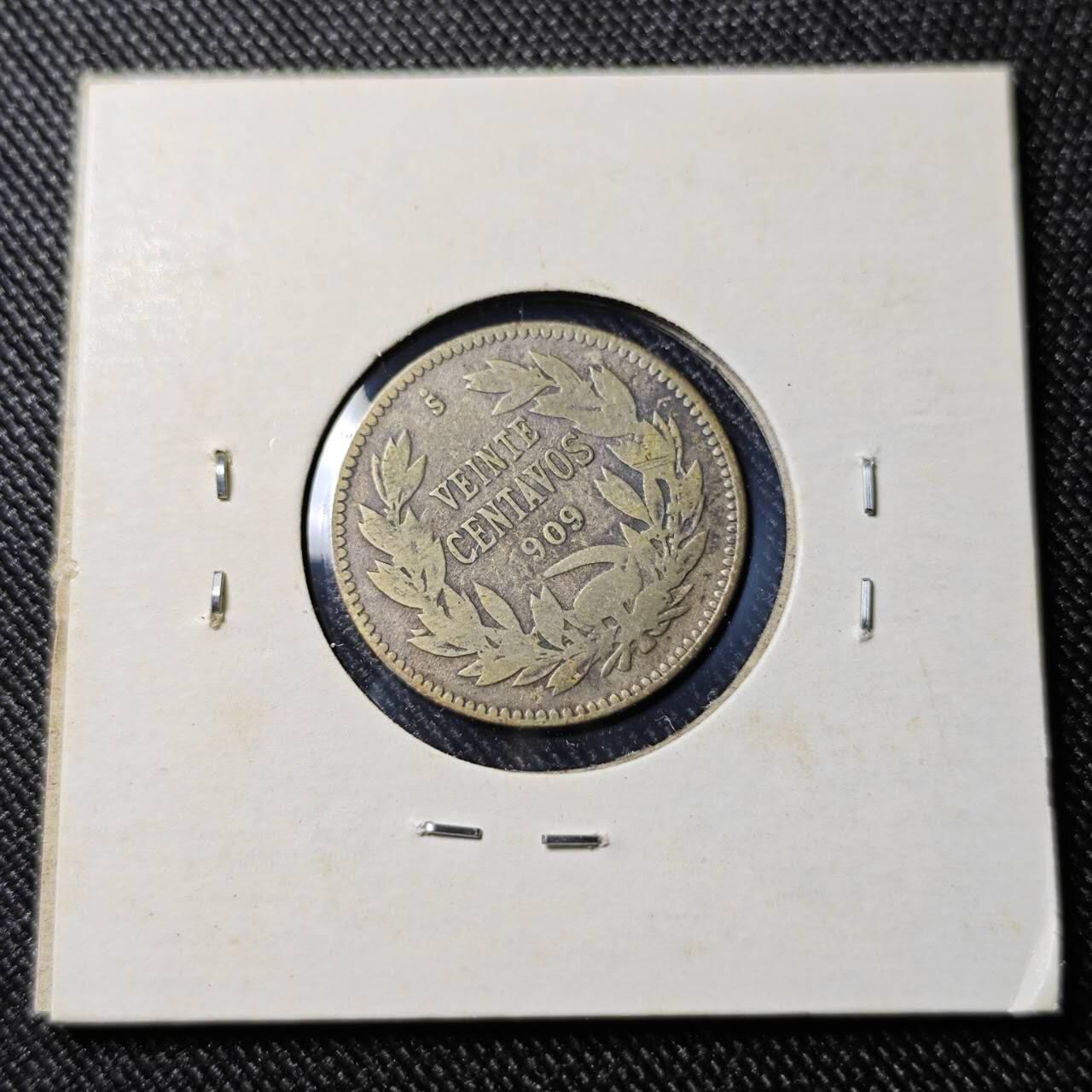 KK钱币收藏小铺  第398期 百期特拍（四拍之二） 2月预留时间 周末发货  1909智利20分银币