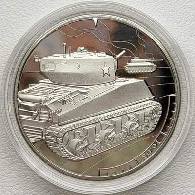 ＜星葵🌻钱币社＞散币克朗场第69期·2月3日发货 - <发行量19995·根西岛和泽西岛联合发行>根西岛2019年诺曼底登陆24小时·16点05·第一辆美国谢尔曼坦克抵达5镑克朗型精制纪念币