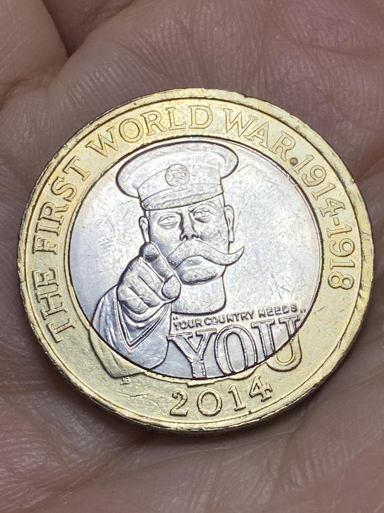 2026年第十六场(总第一百八十五场）外国好品散币场(免佣金) 英国🇬🇧2014年2英镑(第一次世界大战爆发100周年纪念币)