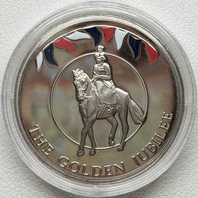 ＜星葵🌻钱币社＞散币克朗场第69期·2月3日发货 - 福克兰群岛2002年女王登基50周年50便士彩色克朗型纪念币