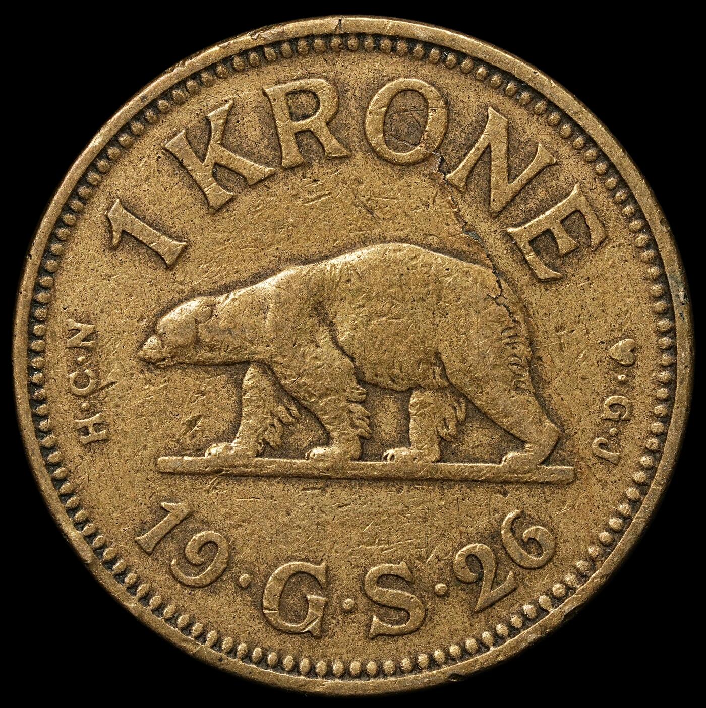 修遠堂世界钱币第103期 1926年格陵兰1克朗