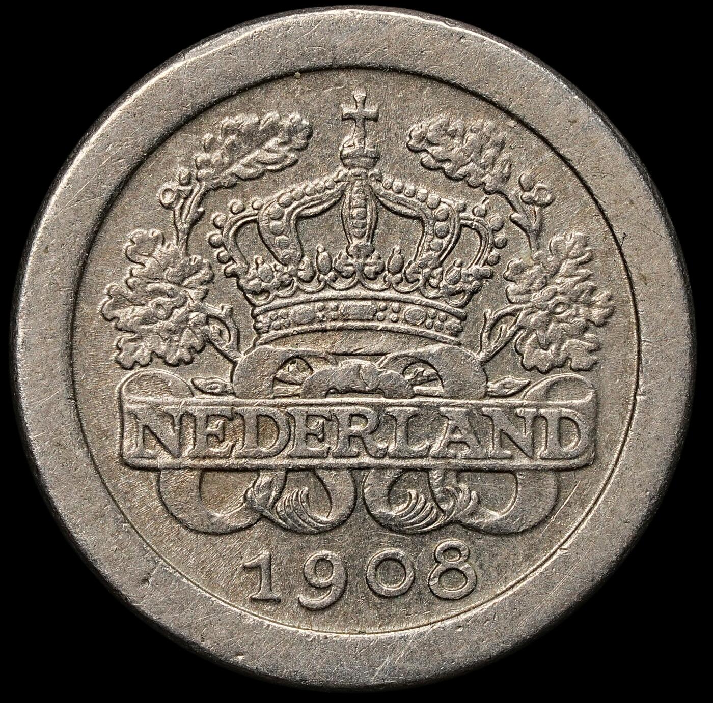 修遠堂世界钱币第103期 1908年荷兰5分