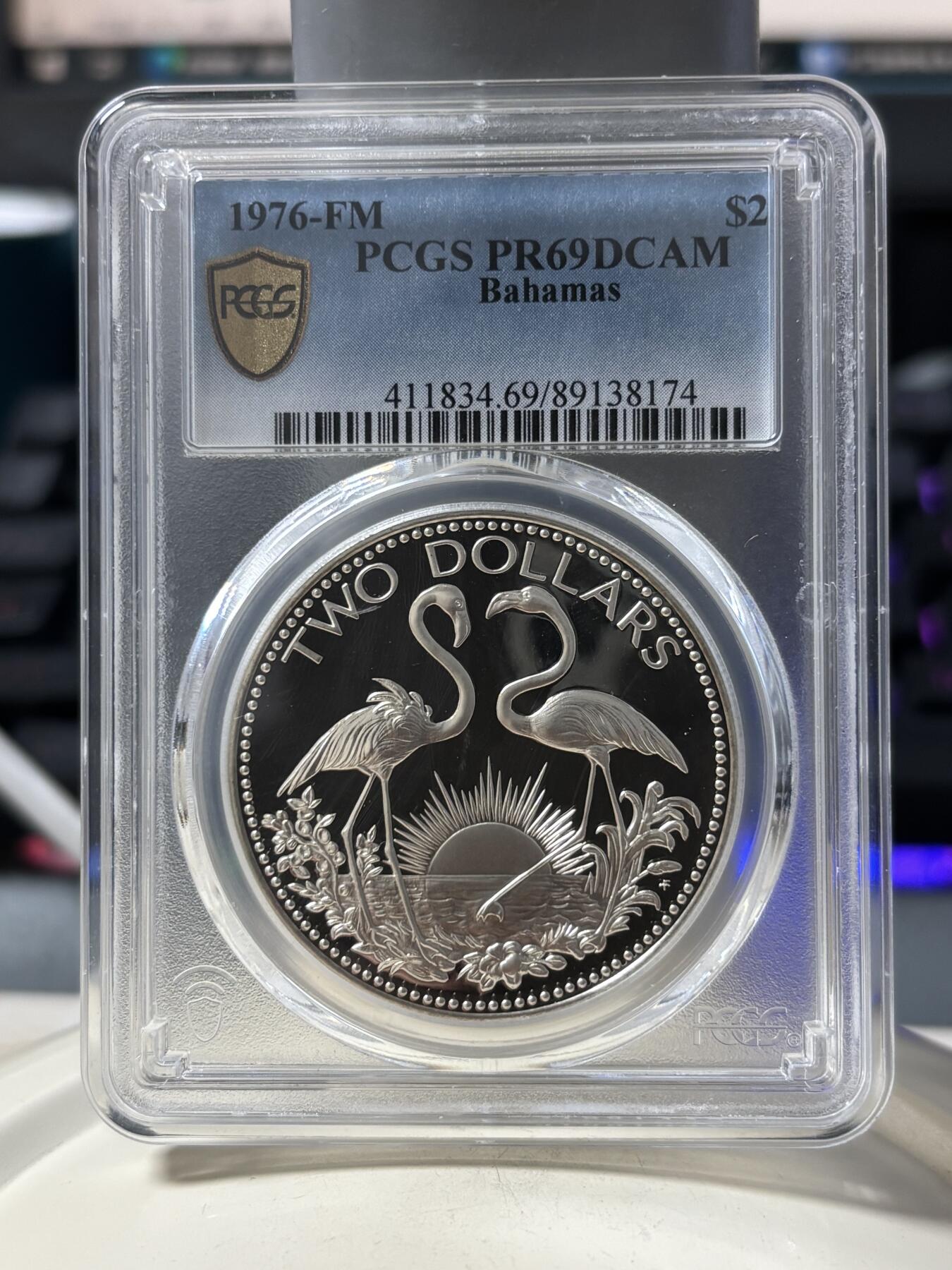 第190期拍卖 1976年巴哈马火烈鸟纪念银币PCGS-PR69  29.8g,925银