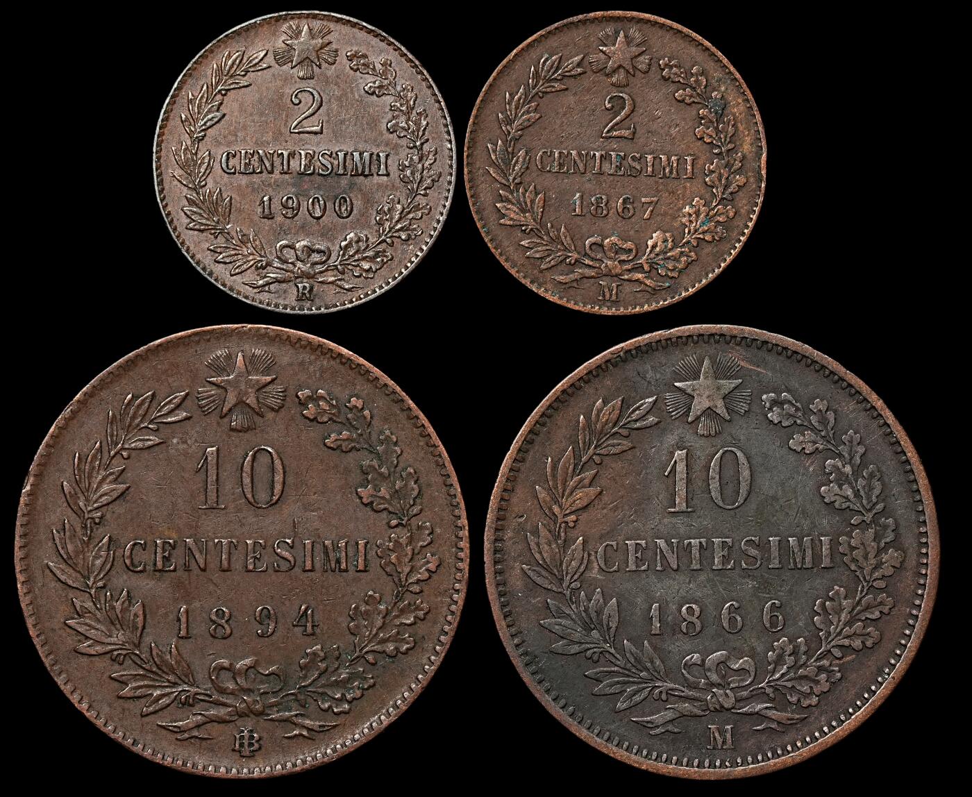 修遠堂世界钱币第103期 意大利旧铜币4枚