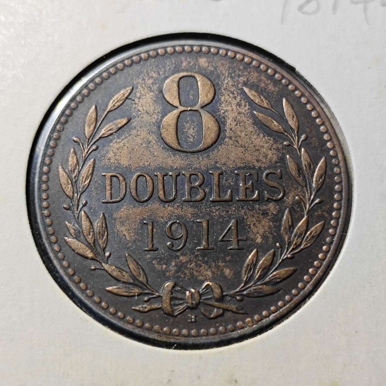 KK钱币收藏小铺  第398期 百期特拍（四拍之二） 2月预留时间 周末发货  1914根西8道布铜币