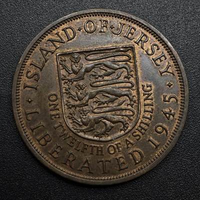 【淘币小摊】限时拍第八百六十拍  老铜币场  满百包邮可预留两周  周一统一发货  - 泽西岛1945年乔治六世1/12先令铜币