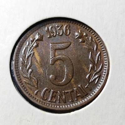 KK钱币收藏小铺  第398期 百期特拍（四拍之二） 2月预留时间 周末发货 -  1936立陶宛5分铜币 底板干净！