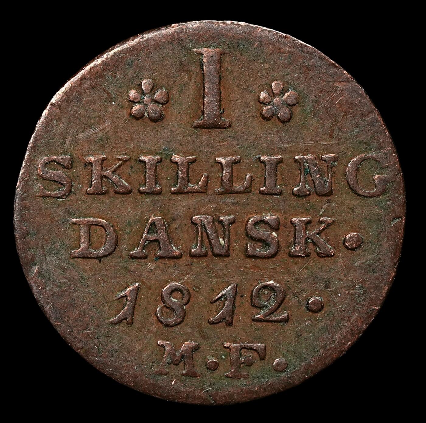 修遠堂世界钱币第103期 1812年丹麦1 SKILLING铜币