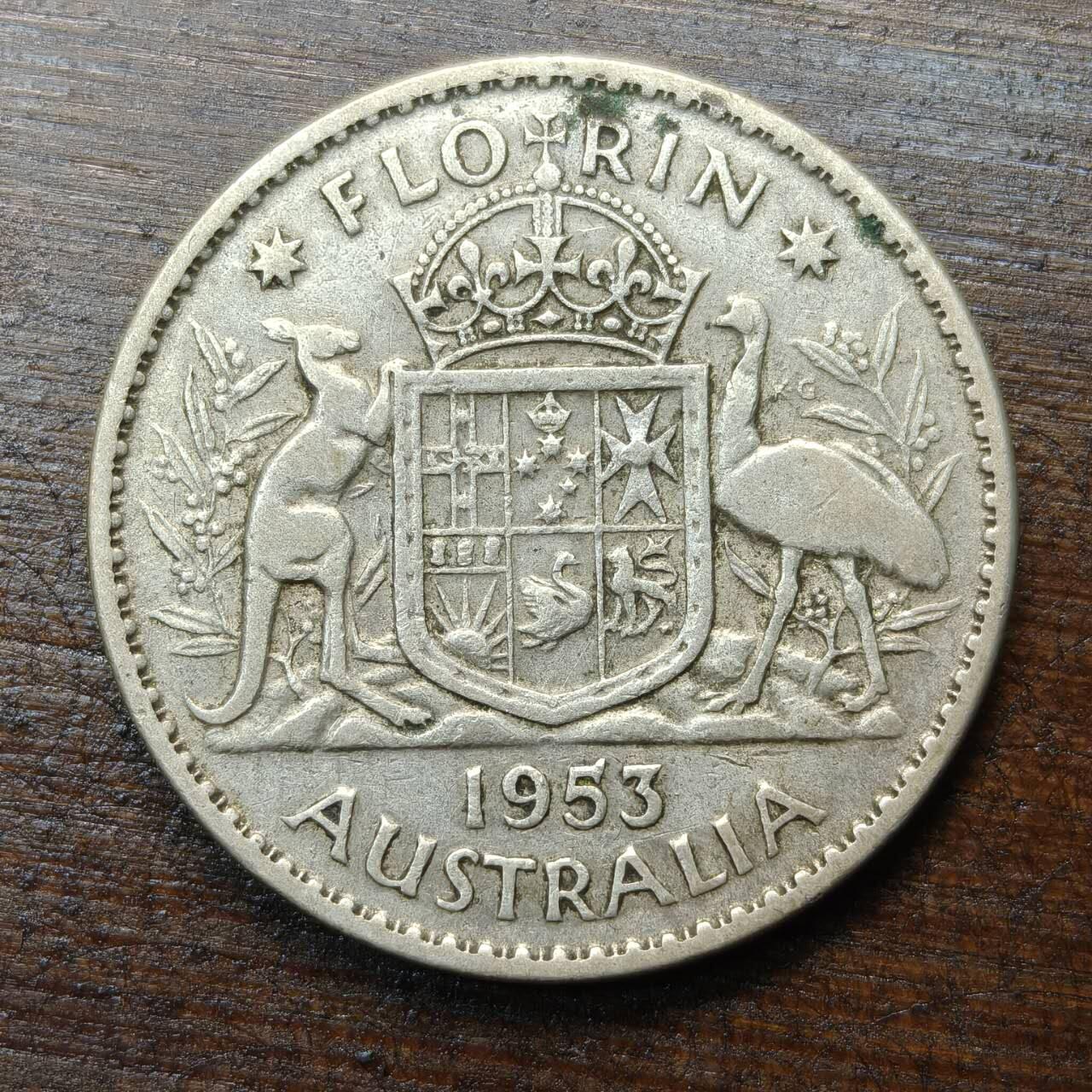 【春节前最后一拍，下一场3.3号】★第139加场★银币专场 不寄存，200包邮。不满200元，支付5元运费。《接受代拍 代送NGC评级》 114【无寄存】澳大利亚 1953年 1佛罗林 银币