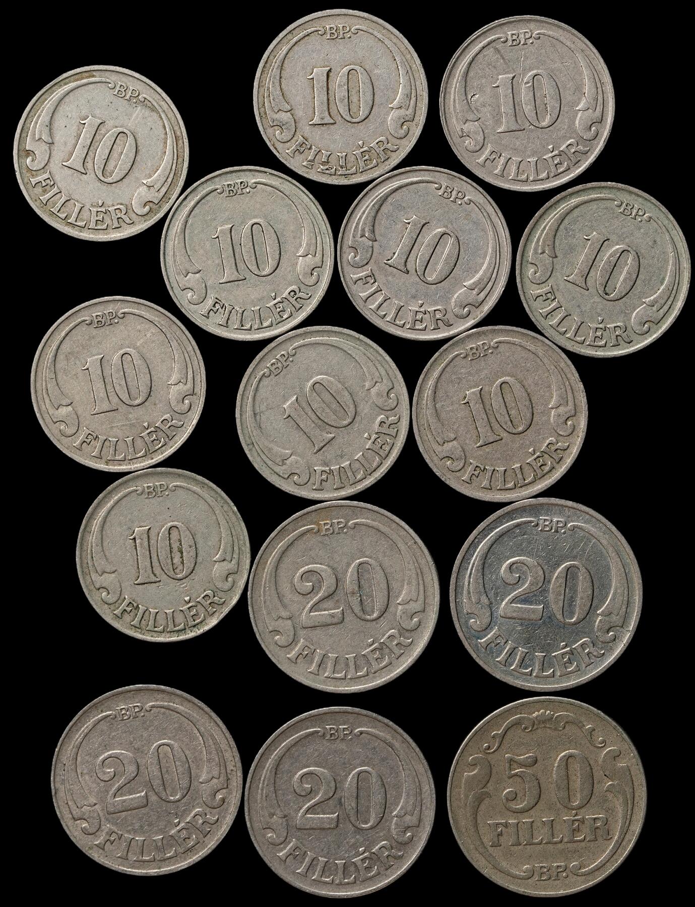 修遠堂世界钱币第103期 1926-1938年匈牙利王国10，20，50菲勒一组