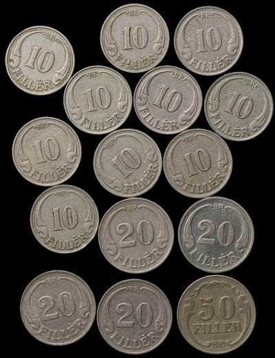 修遠堂世界钱币第103期 - 1926-1938年匈牙利王国10，20，50菲勒一组