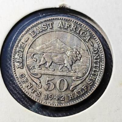 KK钱币收藏小铺  第398期 百期特拍（四拍之二） 2月预留时间 周末发货 -  1942英属东非25分银币 乔六