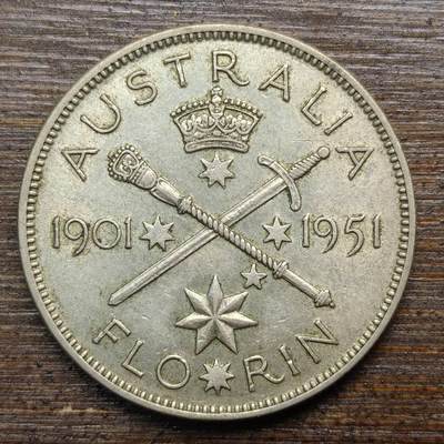 【春节前最后一拍，下一场3.3号】★第139加场★银币专场 不寄存，200包邮。不满200元，支付5元运费。《接受代拍 代送NGC评级》 - 20【无寄存】澳大利亚 1弗洛林 银币 1951年