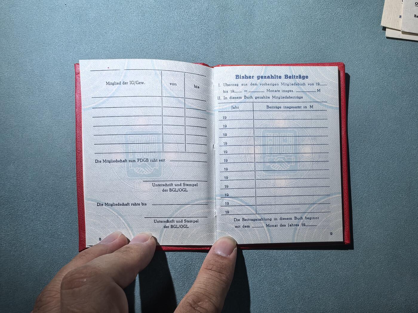 盛世勋华——号角文化勋章邮票专场拍卖第303期 东德自由德国工会联合会（FDGB）空白会员证书