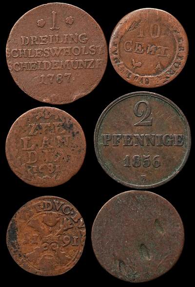 修遠堂世界钱币第103期 - 德意志邦国等老铜币一组，品弱