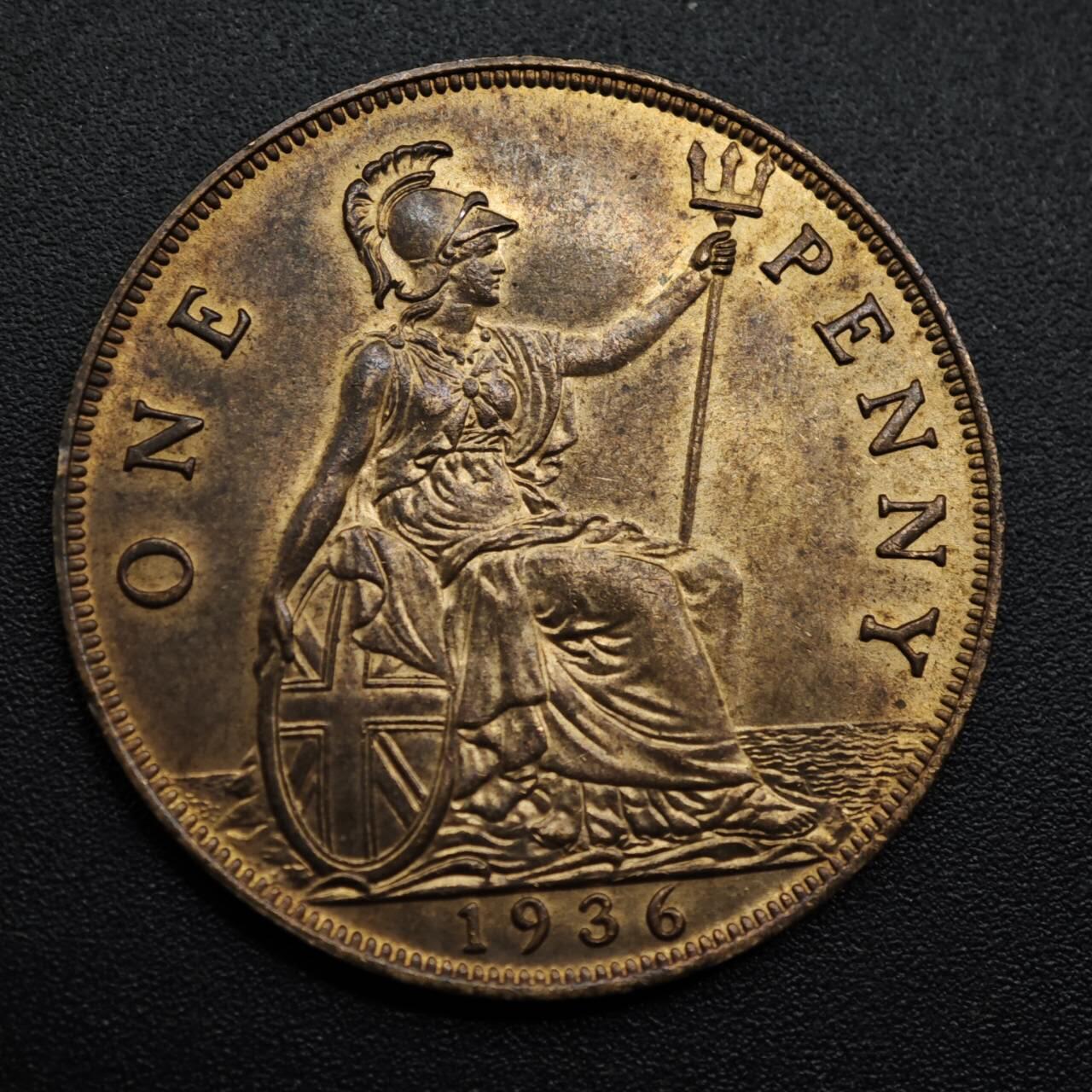 【淘币小摊】限时拍第八百六十拍  老铜币场  满百包邮可预留两周  周一统一发货  英国1936年乔治五世一便士铜币