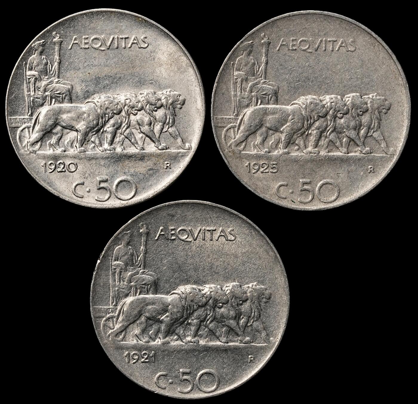 修遠堂世界钱币第103期 意大利50分一组