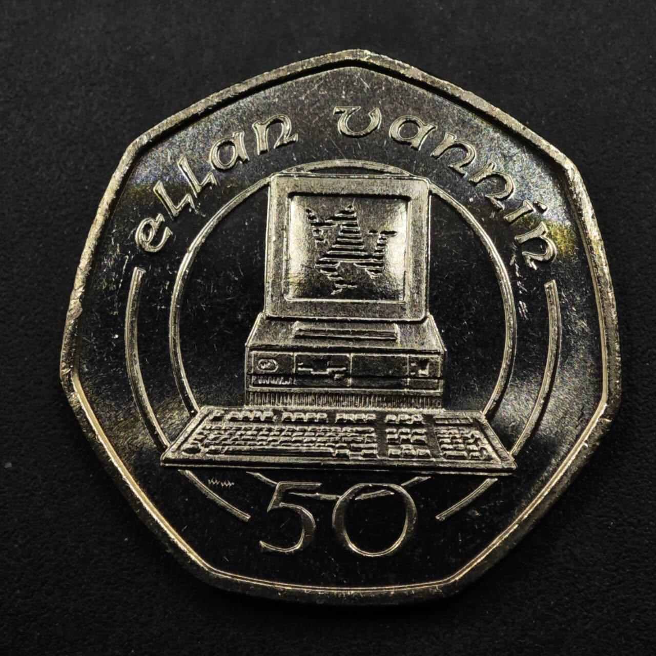 【淘币小摊】限时拍第八百五十八拍  散币场  满百包邮可预留两周  周一统一发货  马恩岛1988年电脑50便士镍币