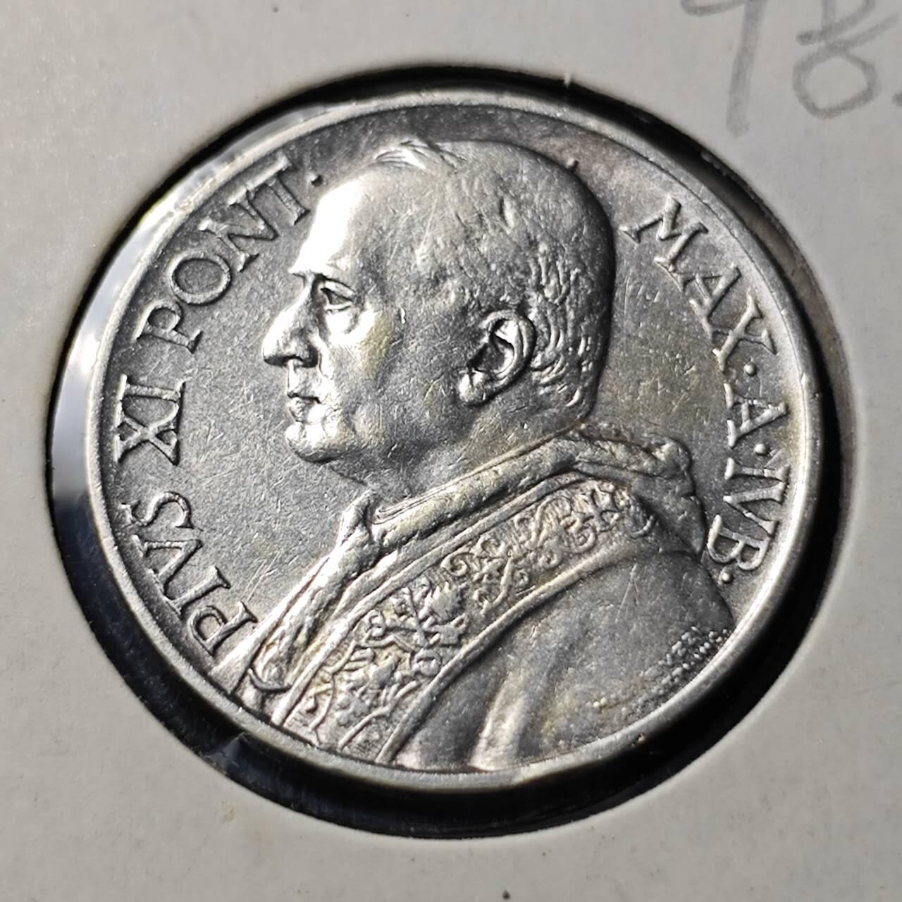 KK钱币收藏小铺  第398期 百期特拍（四拍之二） 2月预留时间 周末发货 1934梵蒂冈5里拉银币 纪念币