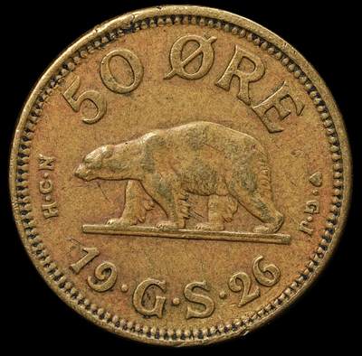 修遠堂世界钱币第103期 - 1926年格陵兰50欧尔