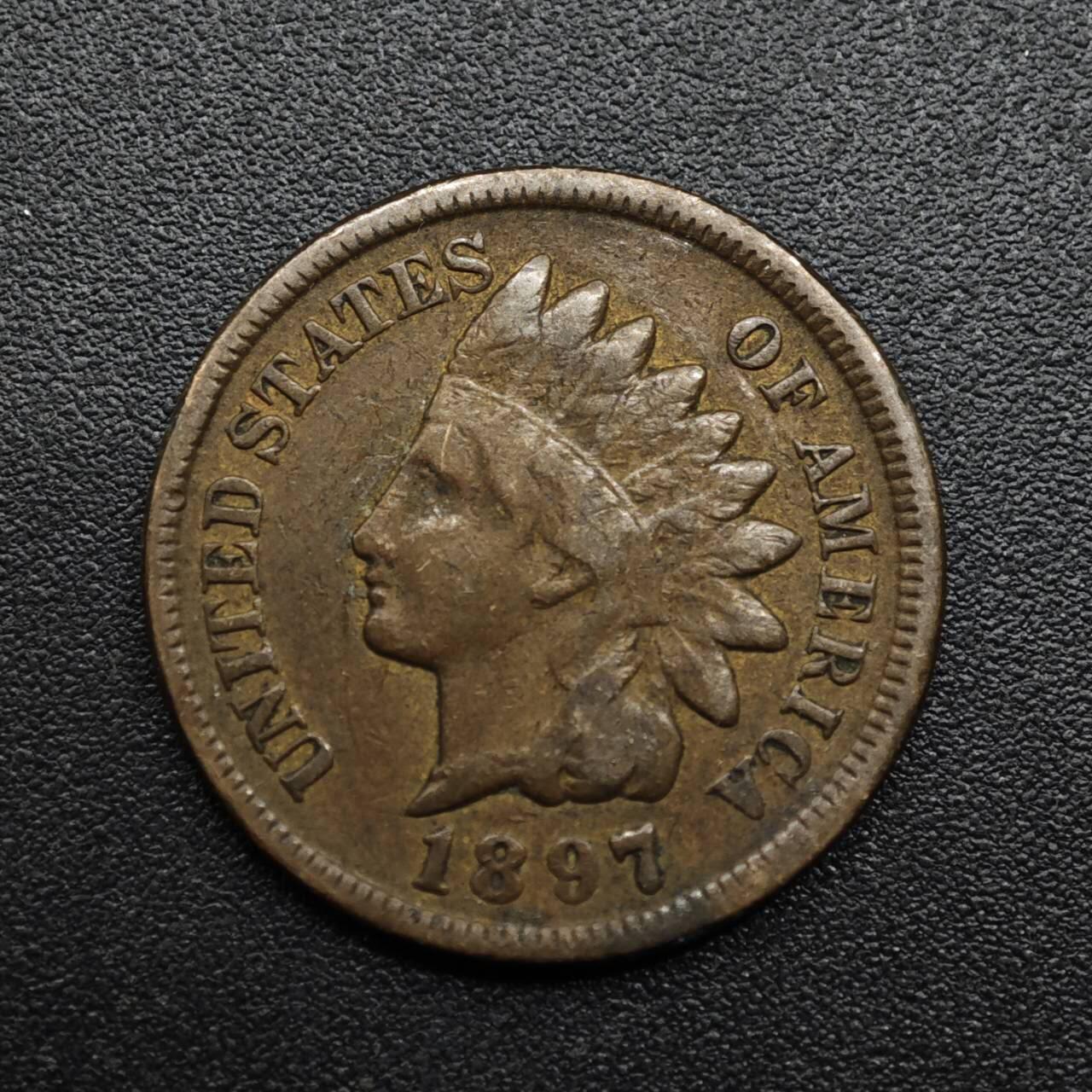 【淘币小摊】限时拍第八百六十拍  老铜币场  满百包邮可预留两周  周一统一发货  美国1897年印第安一分铜币