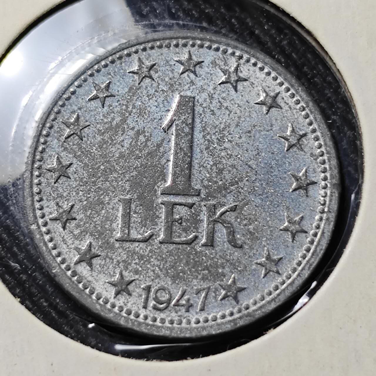 KK钱币收藏小铺  第398期 百期特拍（四拍之二） 2月预留时间 周末发货  1947阿尔巴尼亚1列克锌币
