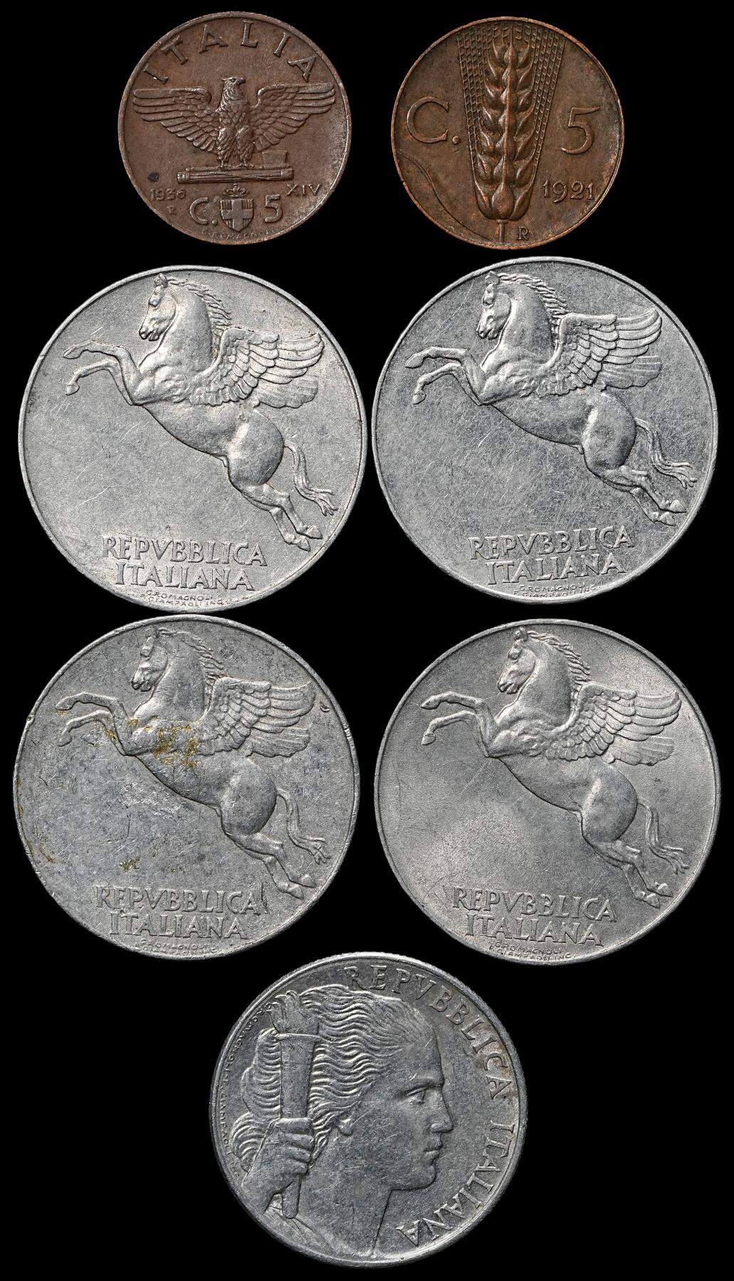 修遠堂世界钱币第103期 意大利旧钱币一组