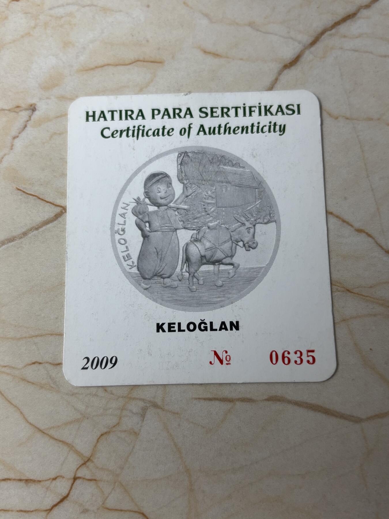 第190期拍卖 2009年土耳其小毛驴纪念银币NGC-PF69  36.8g,925