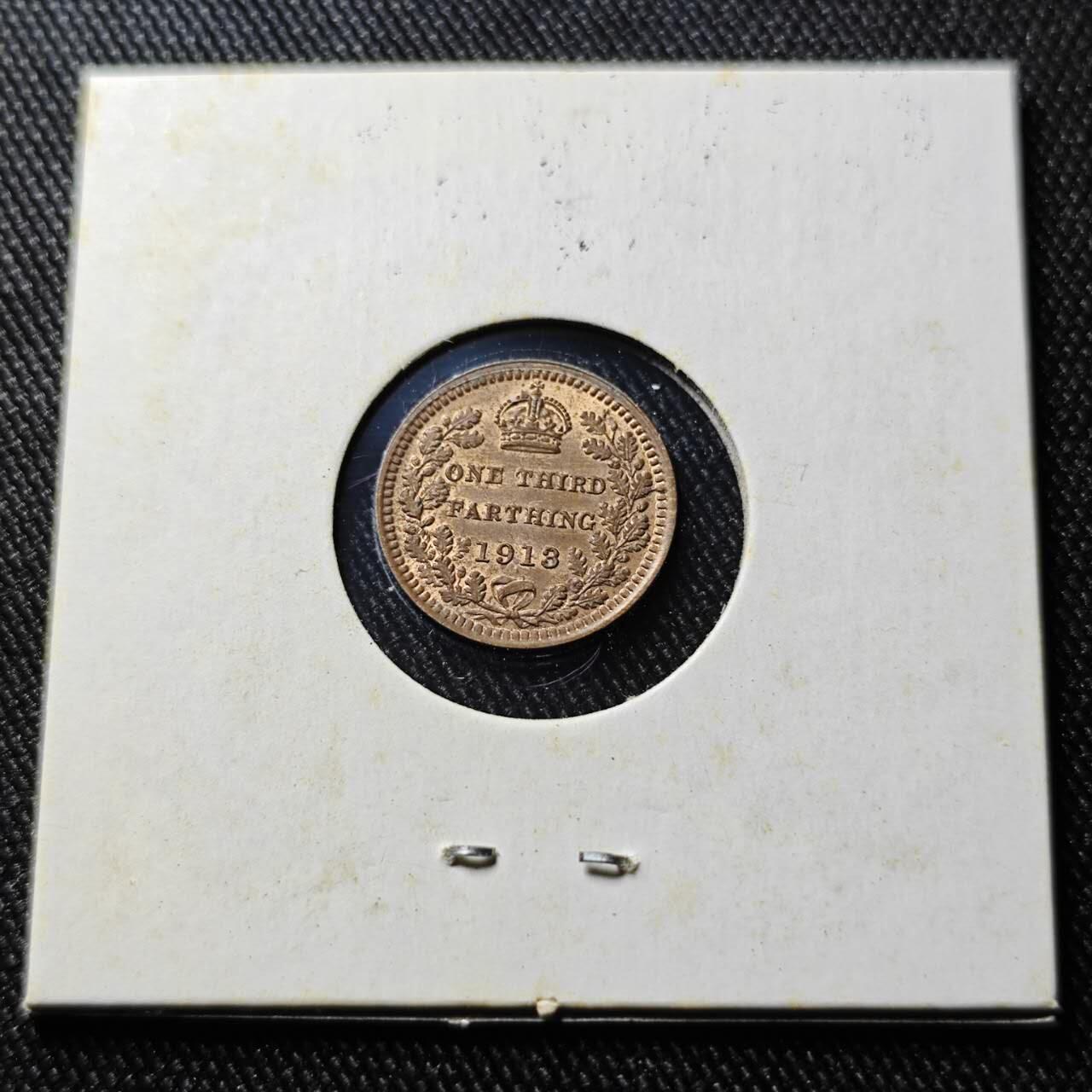 KK钱币收藏小铺  第398期 百期特拍（四拍之二） 2月预留时间 周末发货  英国乔治五1913年1/3法新小铜币 带光!