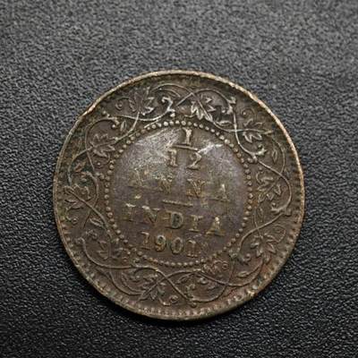 【淘币小摊】限时拍第八百六十拍  老铜币场  满百包邮可预留两周  周一统一发货  - 印度1901年维多利亚1/12安娜铜币