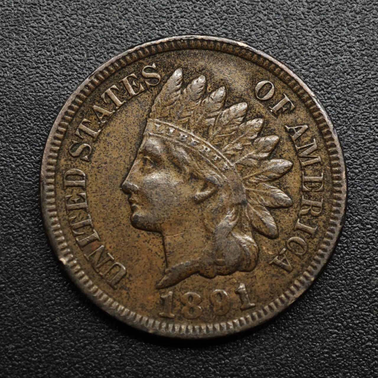 【淘币小摊】限时拍第八百六十拍  老铜币场  满百包邮可预留两周  周一统一发货  美国1891年印第安一分铜币