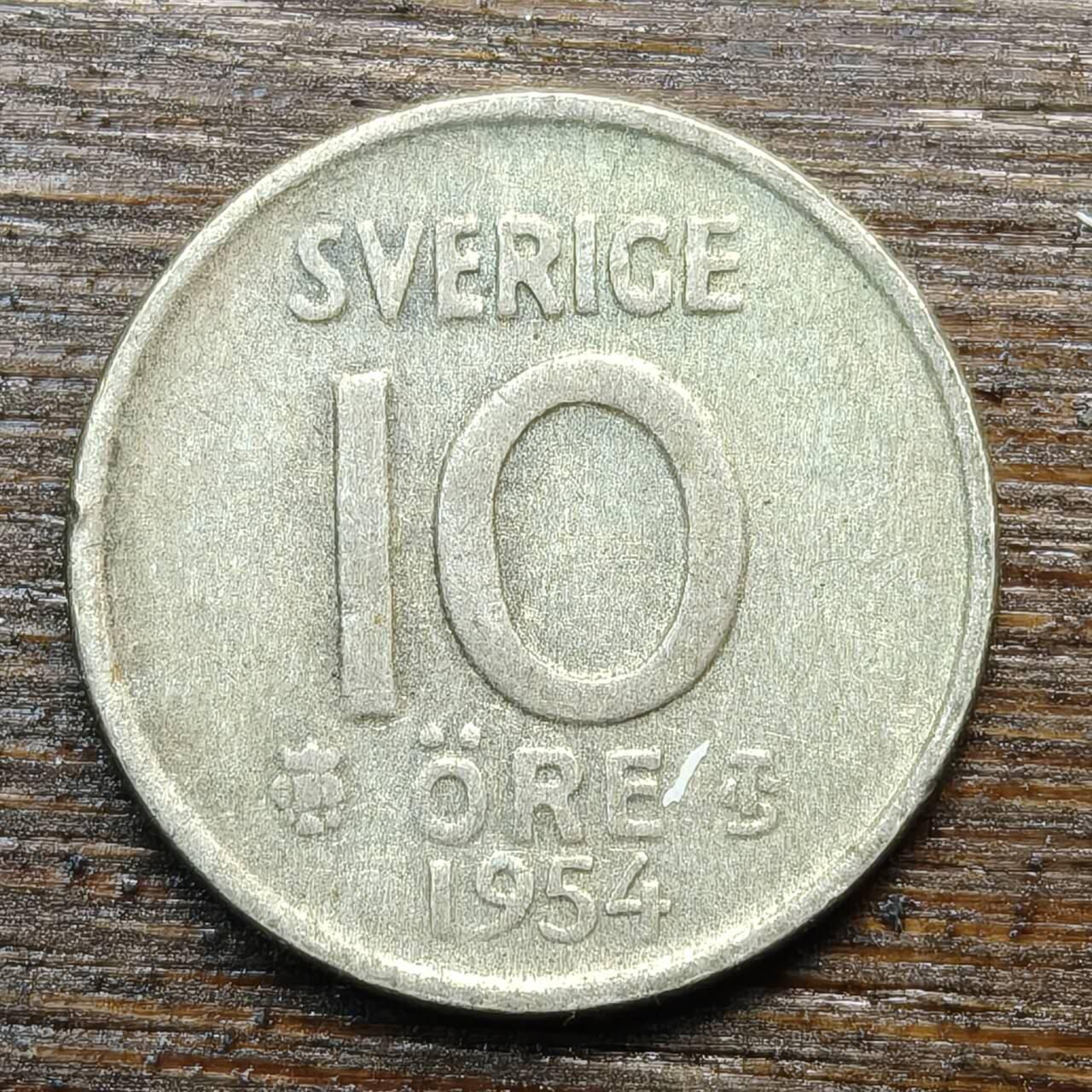 【春节前最后一拍，下一场3.3号】★第139加场★银币专场 不寄存，200包邮。不满200元，支付5元运费。《接受代拍 代送NGC评级》 55【无寄存】瑞典 1954年 10分 银币