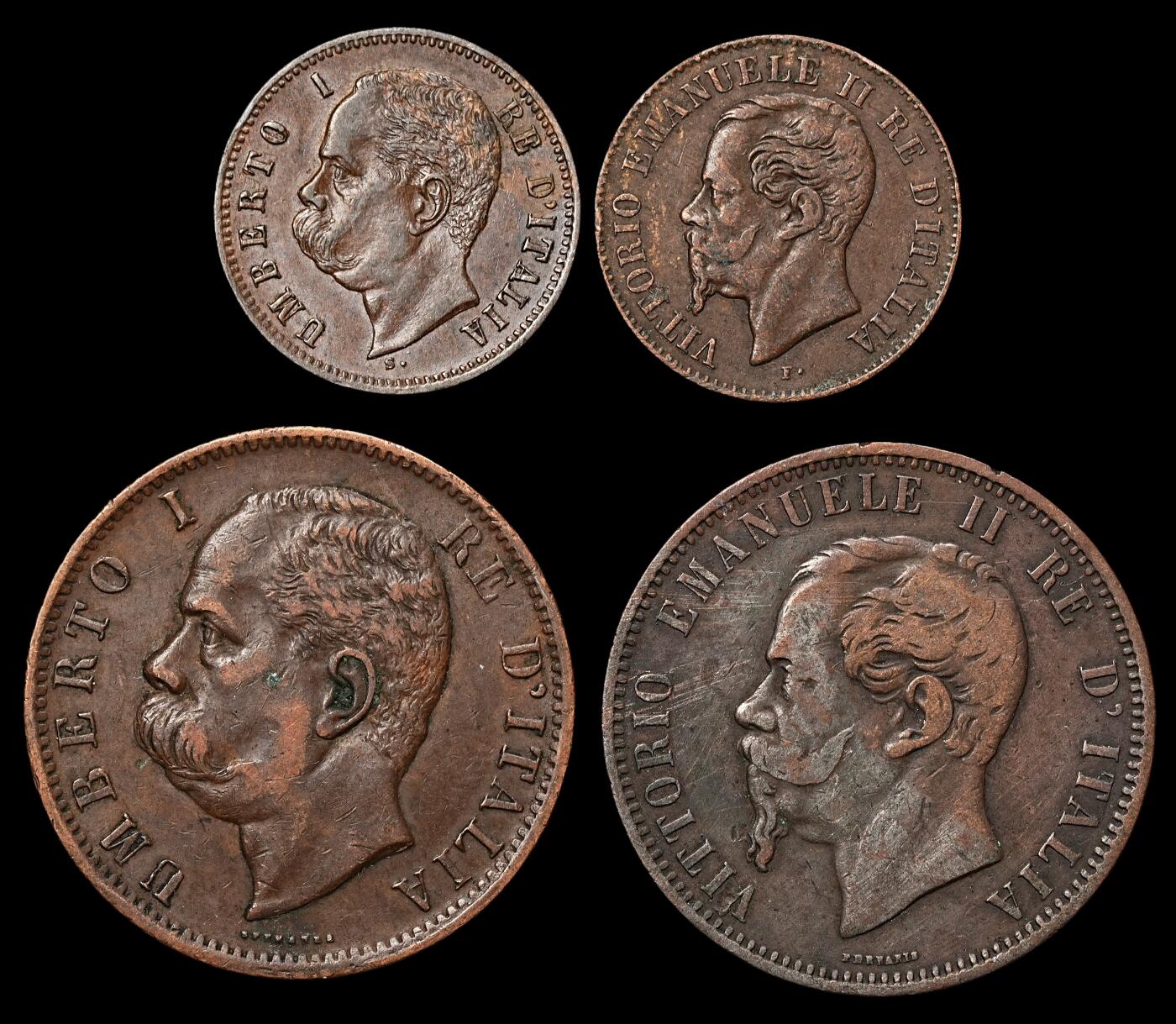 修遠堂世界钱币第103期 意大利旧铜币4枚